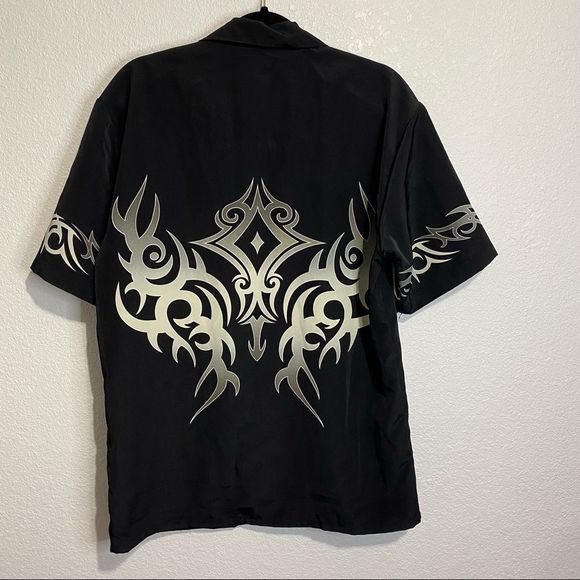 Vintage No Boundaries y2k black button up chrome Guy Fieri Vibes Shirt-Small - Picture 9 of 10